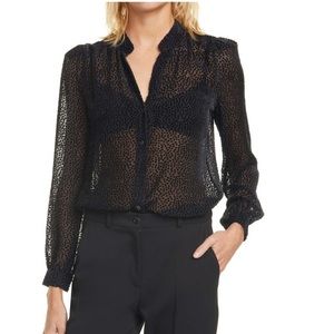 L’Agence sheer silk blend blouse